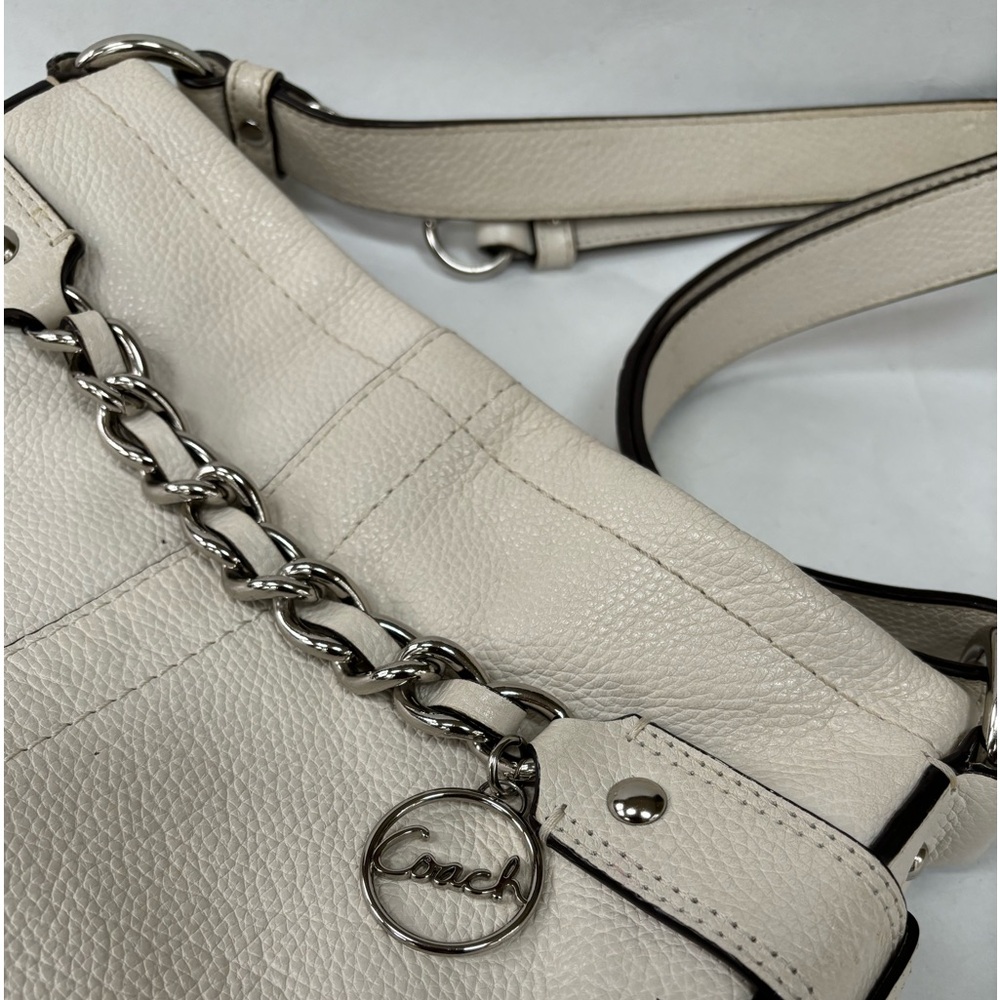 Coach Ivory White Leather Bag with Silver Hardware Style F19722 - Picture 3 of 16